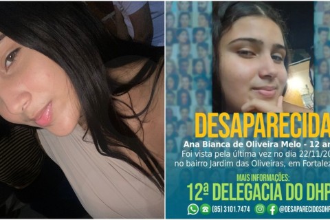 Adolescente de 12 anos desaparece em Fortaleza após contato com rapaz que conheceu pela internet