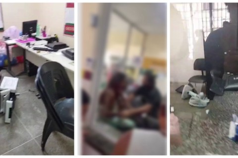 Mulher agride funcionário em posto de saúde e quebra computador e impressora