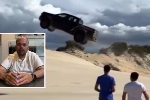 Motorista que 'voou' com picape em duna no Ceará doa duas televisões para encerrar processo