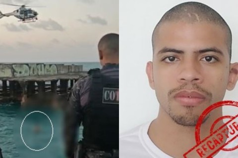 Foragido é preso após tentar fugir nadando pelo mar em Fortaleza-CE
