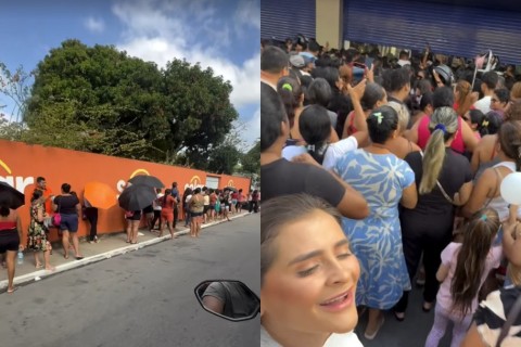 Inauguração de loja tem fila quilométrica, correria e confusão